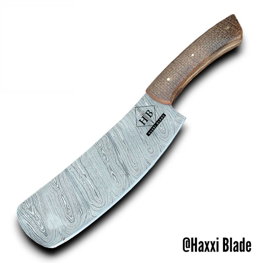Haxxi Blade Damascus Steel 12in Cleaver Knife, Fish Cleaver, Meat Cleaver Knife Chopper