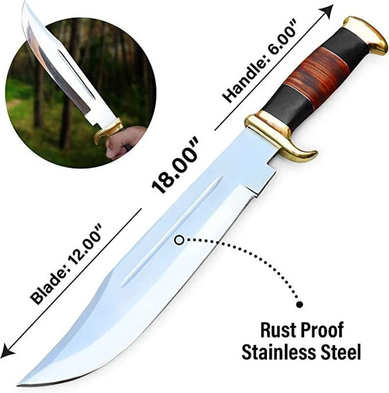 Crocodile Dundee D2 Tool Steel Blade Survival Bowie Knife Hunting Knife Camping