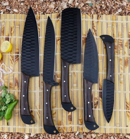 Custom Handmade Carbon Steel Blade Chef Knives Set| Chef Knife Set Kitchen Knife