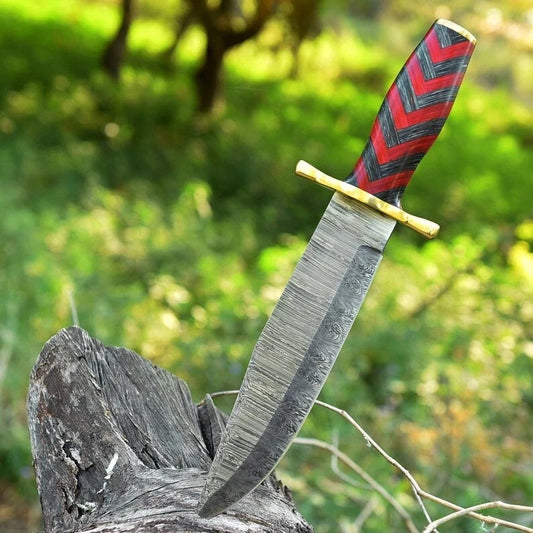 Custom Handmade Damascus Steel Blade Survival Bowie Knife- Hunting Knife Camping