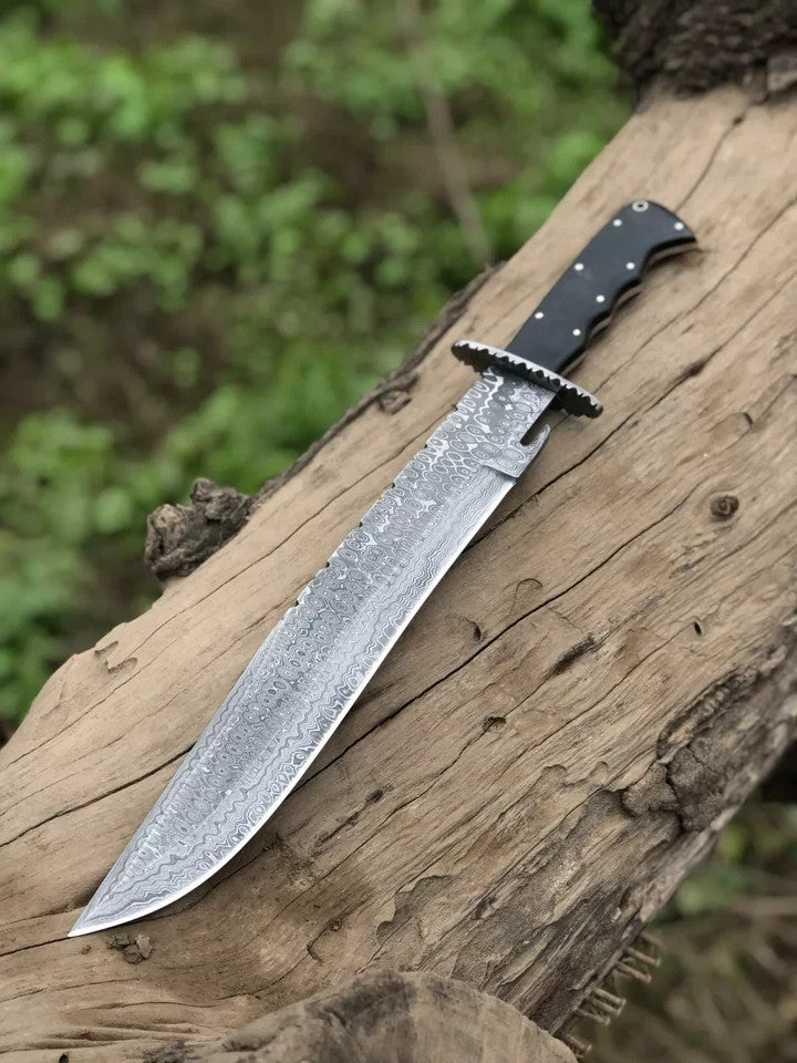 Custom Handmade Damascus Steel Knife Hunting Knife - Bowie Knife Camping Knife