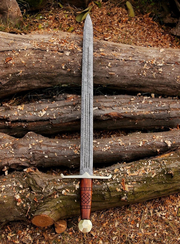 Custom Handmade Damascus Steel Medieval Viking Sword Ready Battle Sword Camping