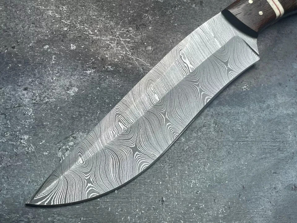 Custom Handmade Damascus Steel Blade Bowie Machete Knife -Hunting Knife Camping