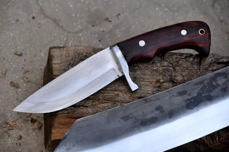 Custom Handmade Carbon Steel Blade Bowie Machete Kukri Hunting Knife Camping