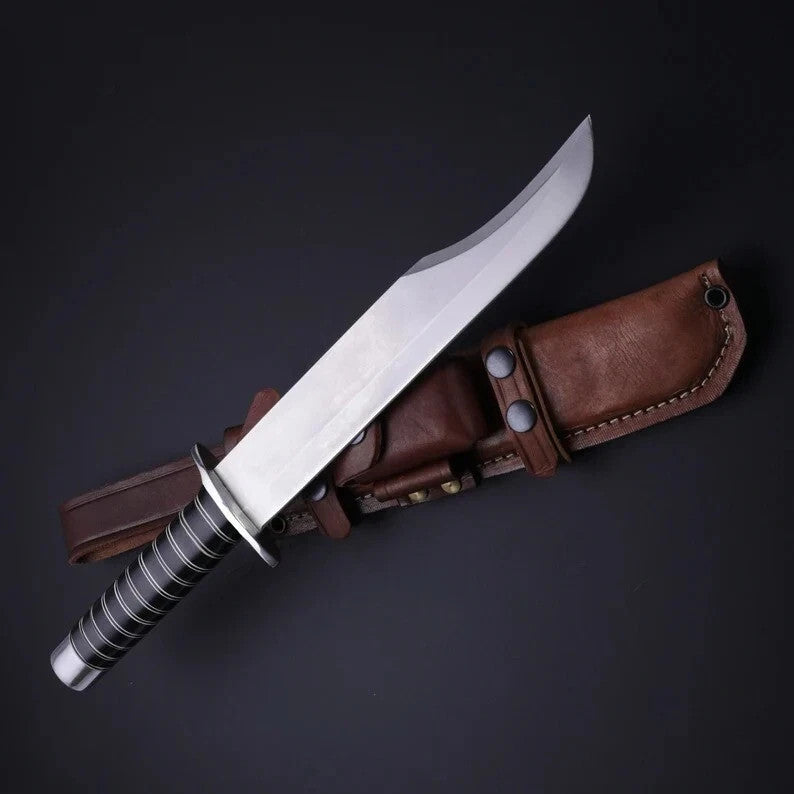 CUSTOM HANDMADE D2 TOOL STEEL HUNTING BOWIE KNIFE SURVIVAL CAMPING WITH SHEATH