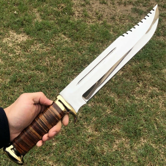 Handmade Dundee Bowie Knife | Carbon Steel Blade| Outdoor Survival Hunting Knife