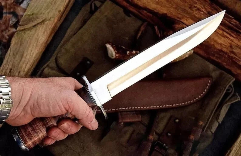 CUSTOM HANDMADE D2 TOOL STEEL BOWIE KNIFE HUNTING KNIFE SURVIVAL KNIFE MACHETE
