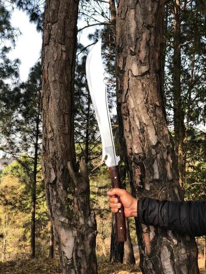 Custom Handmade Carbon Steel Blade Long Handed Machete Sword | Hunting Sword