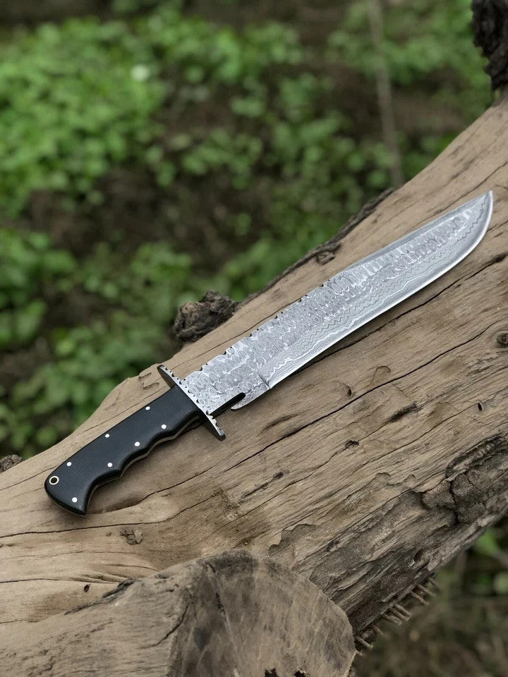 Custom Handmade Damascus Steel Knife Hunting Knife - Bowie Knife Camping Knife