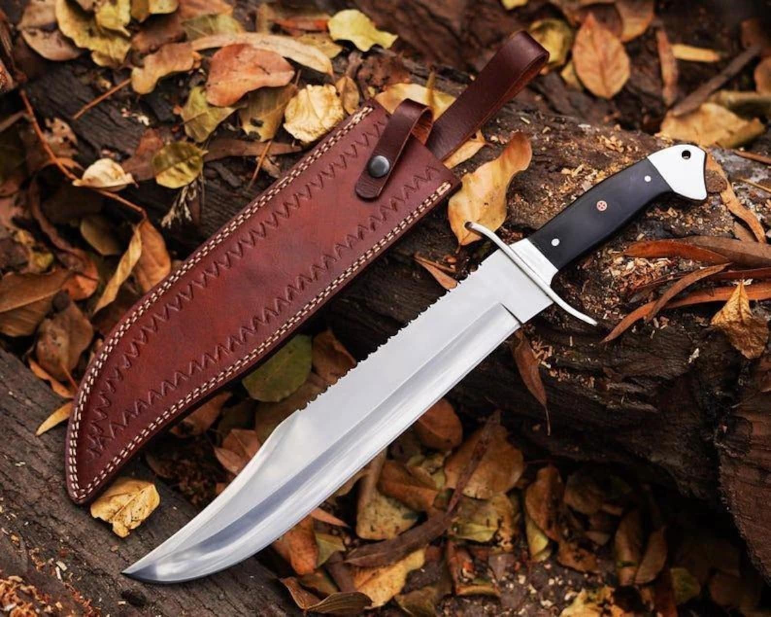 Handmade Survival Bowie Knife Hunting Knife Camping Carbon Steel Bowie W/ Sheath