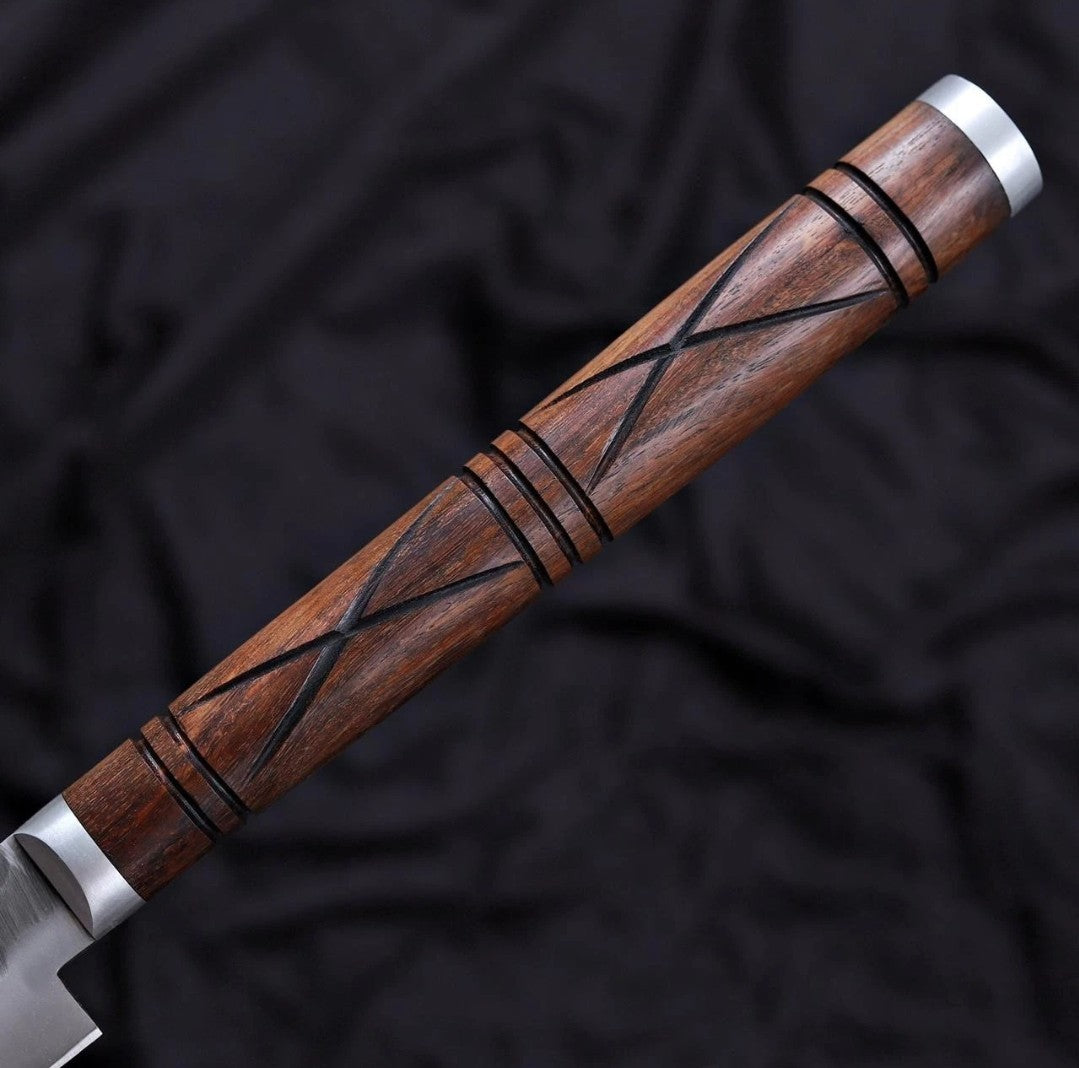 Japanese Damascus Suminagashi Maguro Tuna Knife Yasuki Hagane Carbon Steel