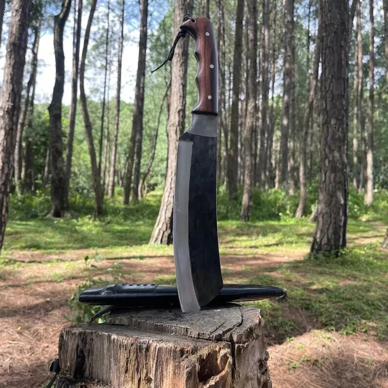 Custom Handmade Carbon Steel Blade Long Machete Bowie Hunting Knife Camping