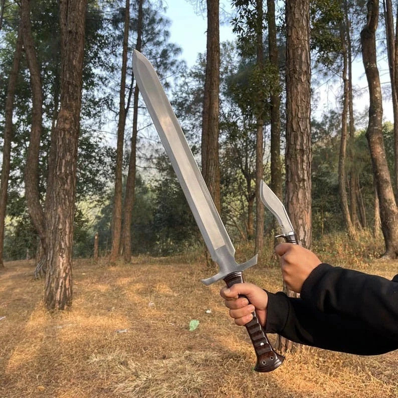 Custom Handmade Carbon Steel Blade Celtic Leaf Sword | Hunting Sword Camping