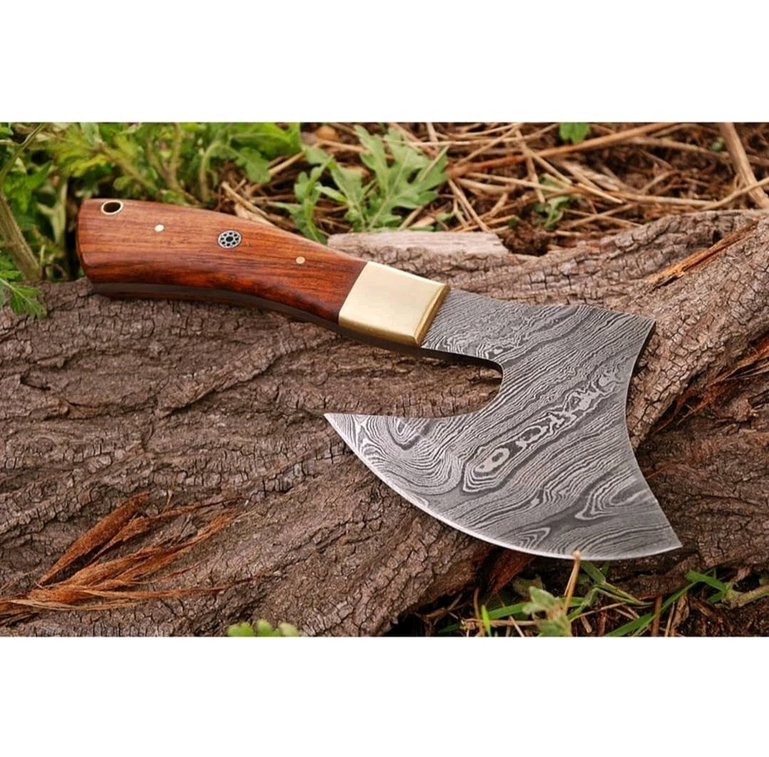 CUSTOM HANDMADE Damascus Steel VIKING HATCHET TOMAHAWK HUNTING AXE  CAMPING AXE