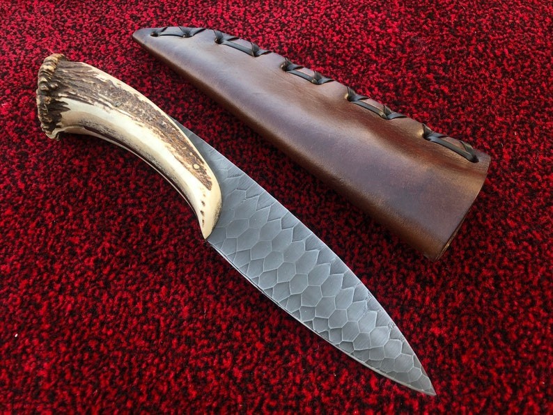 Custom Handmade D2 Steel Blade Stag Antler Bowie Knife | Outdoor Hunting Knife