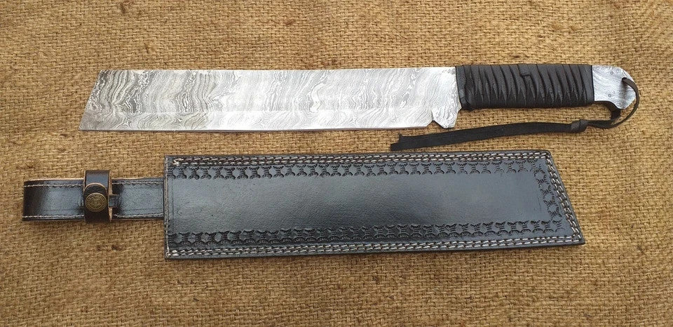 CUSTOM HANDMADE DAMASCUS STEEL RAMBO MACHETE HUNTING KNIFE CAMPING KNIFE