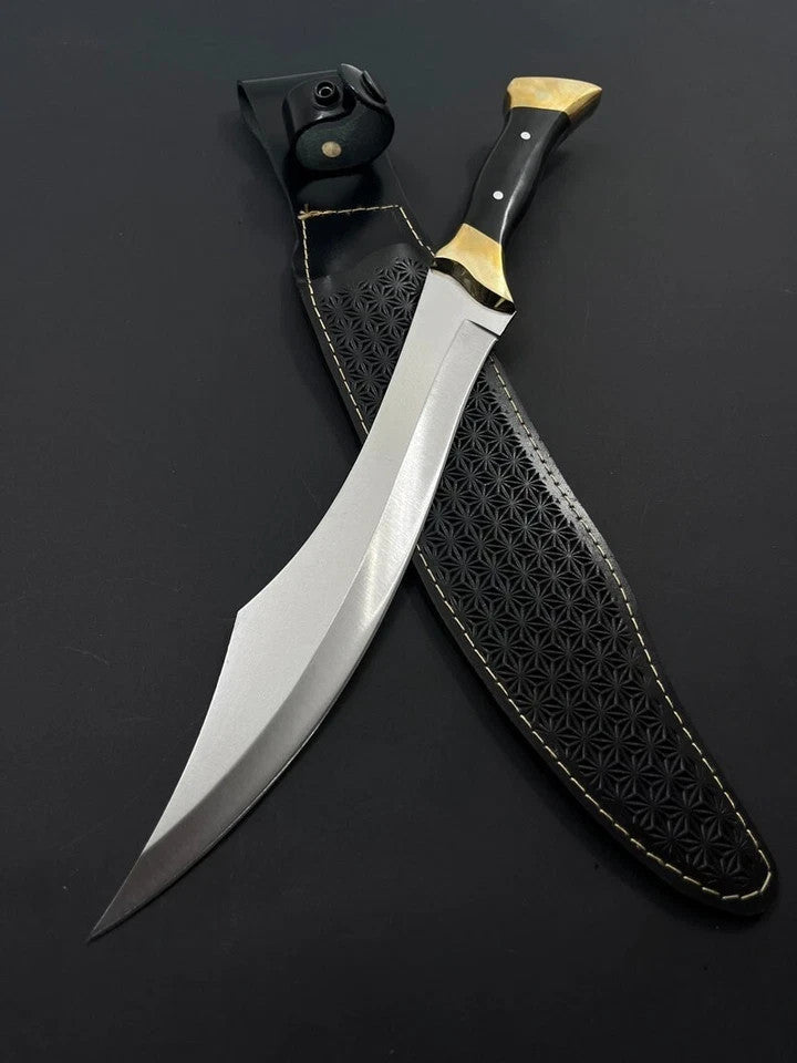 Custom Handmade Carbon Steel Bowie Knife Camping Hunting Knife Fixed Blade EDC