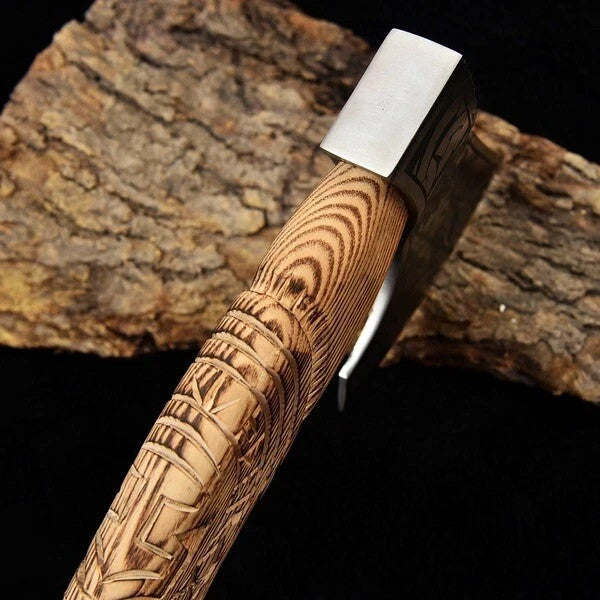 Custom Handmade Carbon Steel Blade Bearded Viking Axe | Hunting Axe Camping Axe