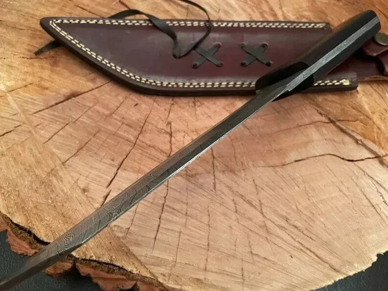 CUSTOM HANDMADE DAMASCUS STEEL MEDIEVAL VIKING SEAX KNIFE HUNTING KNIFE BOWIE