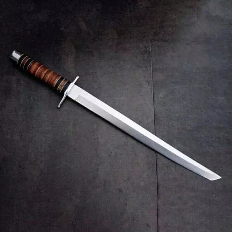 Custom Handmade D2 Steel Blade Short Tanto Sword | Hunting Sword Camping