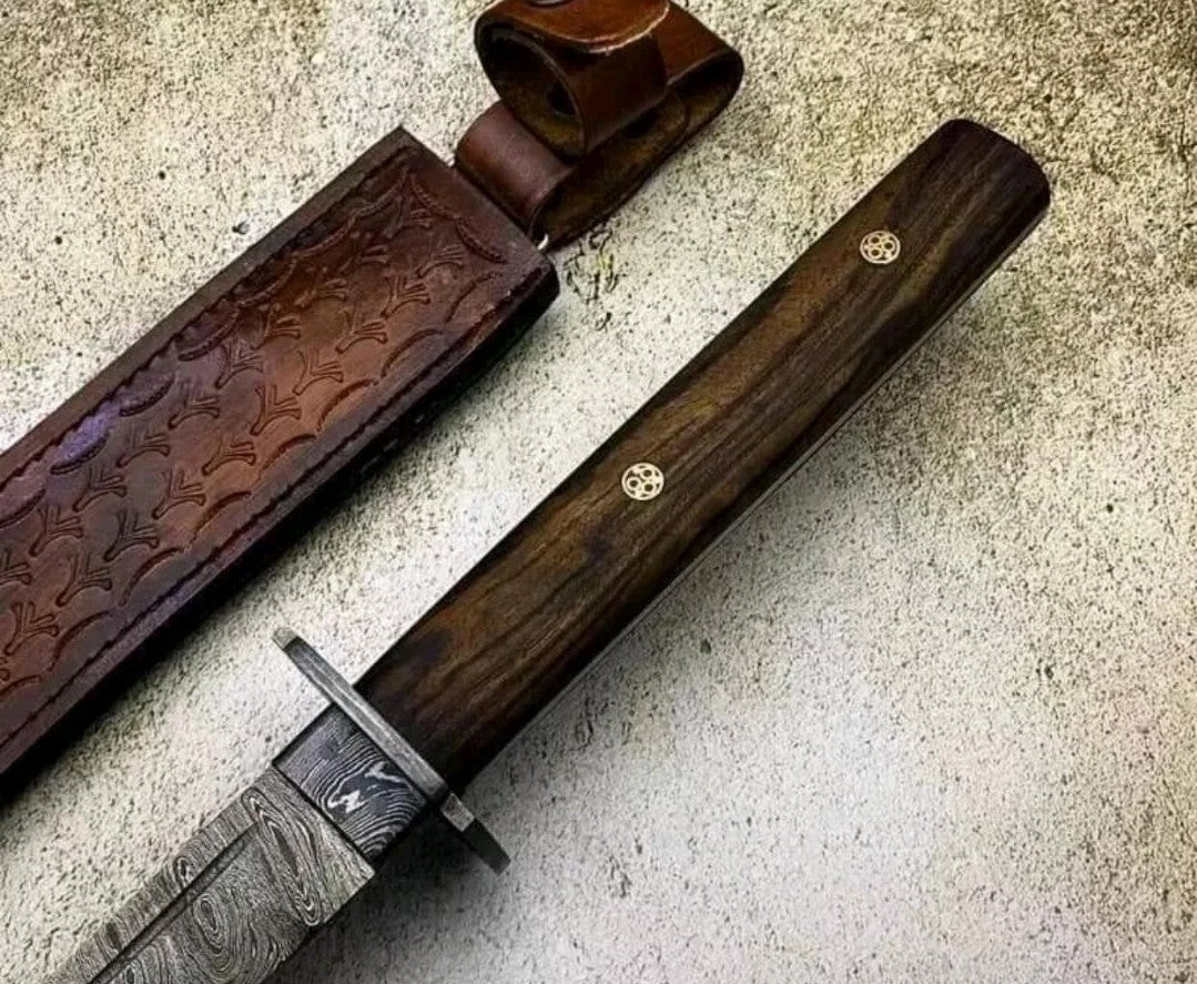 CUSTOM HANDMADE DAMASCUS STEEL KATANA STYLE HUNTING MACHETE KNIFE TANTO KNIFE