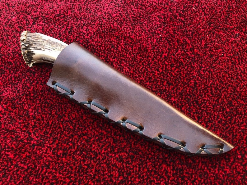 Custom Handmade D2 Steel Blade Stag Antler Bowie Knife | Outdoor Hunting Knife