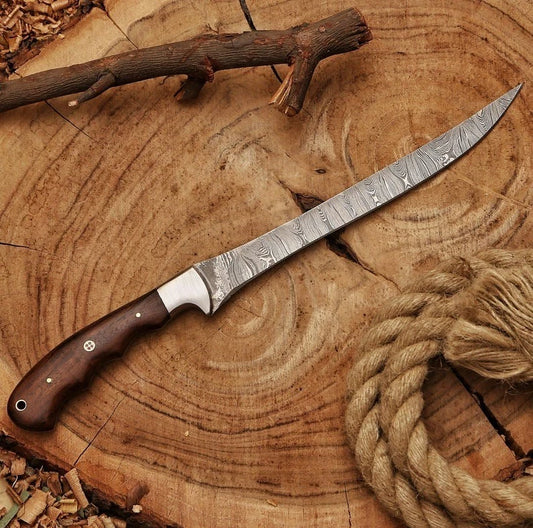 Custom HandMade Forged Damascus Steel Fillet Chef Knife Kitchen Cutlery Set Edc
