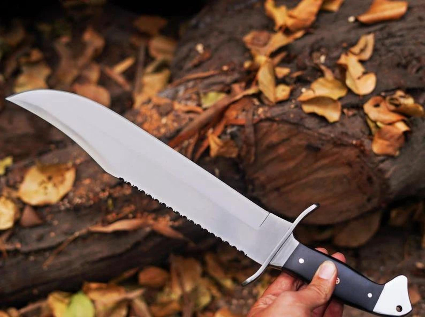 Handmade Survival Bowie Knife Hunting Knife Camping Carbon Steel Bowie W/ Sheath