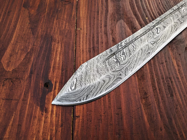 Premium Hand Forged Damascus Steel Machete Knife Hunting Knife Bowie Kukri Sword