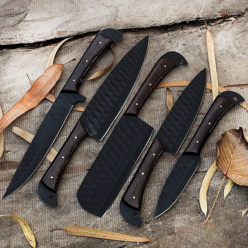 Custom Handmade Carbon Steel Blade Chef Knives Set| Chef Knife Set Kitchen Knife