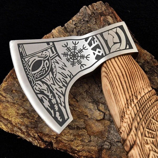 Custom Handmade Carbon Steel Blade Bearded Viking Axe | Hunting Axe Camping Axe
