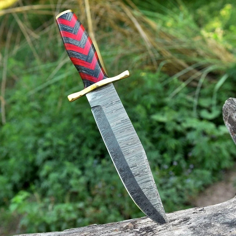 Custom Handmade Damascus Steel Blade Survival Bowie Knife- Hunting Knife Camping