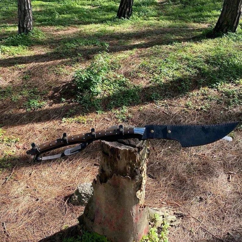 30" Custom Handmade Carbon Steel Long Woodcutting Axe Machete Hunting Knife EDC