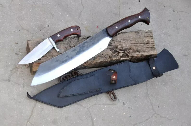 Custom Handmade Carbon Steel Blade Bowie Machete Kukri Hunting Knife Camping
