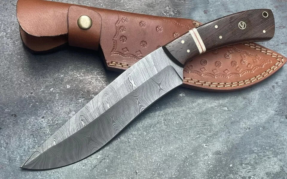 Custom Handmade Damascus Steel Blade Bowie Machete Knife -Hunting Knife Camping