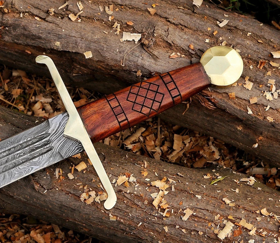 Custom Handmade Damascus Steel Medieval Viking Sword Ready Battle Sword Camping