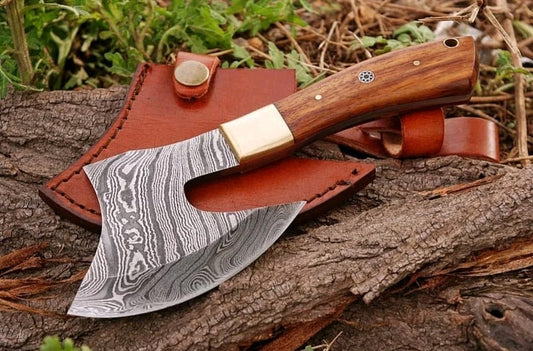 CUSTOM HANDMADE Damascus Steel VIKING HATCHET TOMAHAWK HUNTING AXE  CAMPING AXE