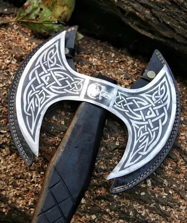 CUSTOM HANDMADE DOUBLE HEAD HATCHET CARBON STEEL TOMAHAWK VIKING HUNTING AXE