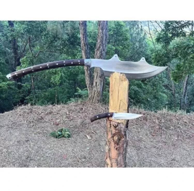 Custom Handmade Carbon Steel Survival Bowie Machete Sword| Hunting Knife Camping