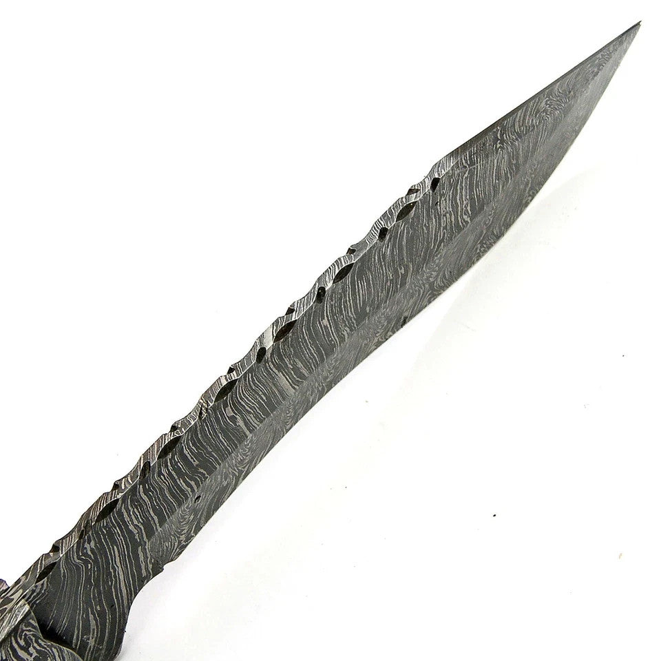 Handmade Damascus Steel Bowie Knife Survival Machete Knife Hunting Knife Camping