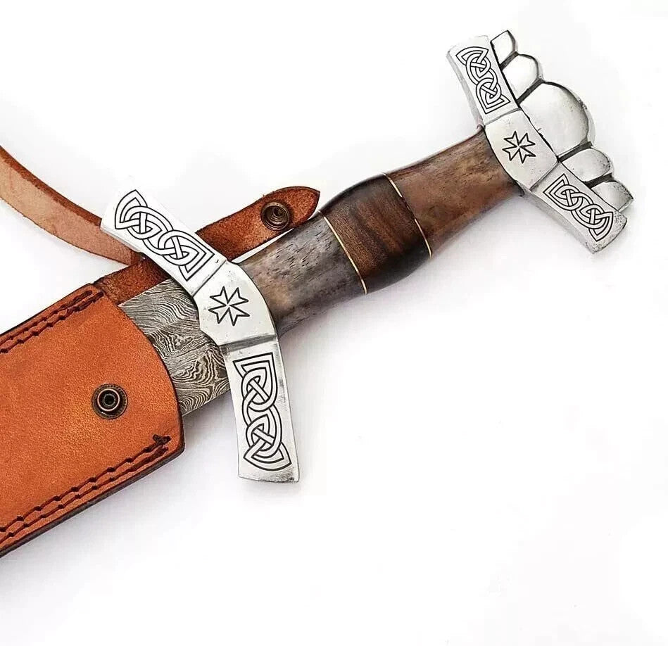 Custom Handmade Damascus Steel Blade Medieval Viking Sword Hunting Sword Camping