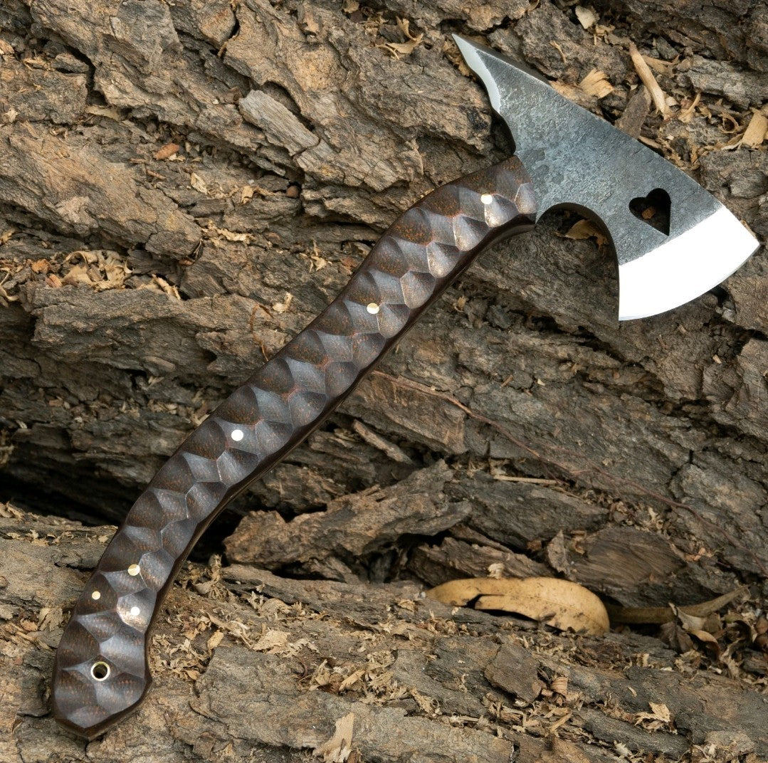 SAYOC RND CUSTOM HANDMADE CARBON STEEL FULL TANG AXE HUNTING/THROWING AXE SHEATH