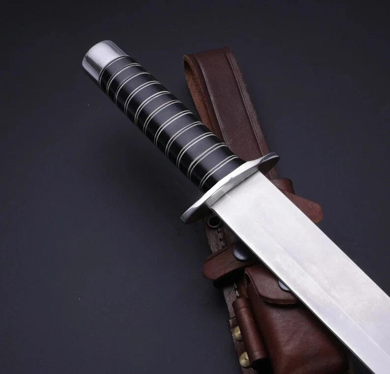CUSTOM HANDMADE D2 TOOL STEEL HUNTING BOWIE KNIFE SURVIVAL CAMPING WITH SHEATH
