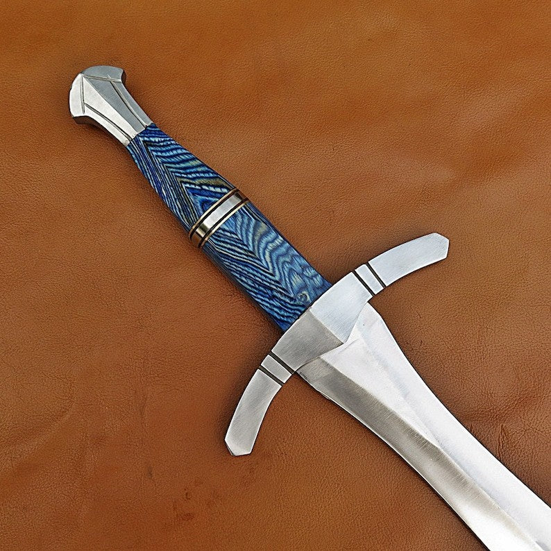 Custom Handmade Carbon Steel Blade Celtic Leaf Sword | Hunting Sword Camping