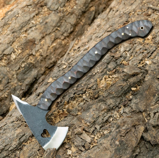 SAYOC RND CUSTOM HANDMADE CARBON STEEL FULL TANG AXE HUNTING/THROWING AXE SHEATH