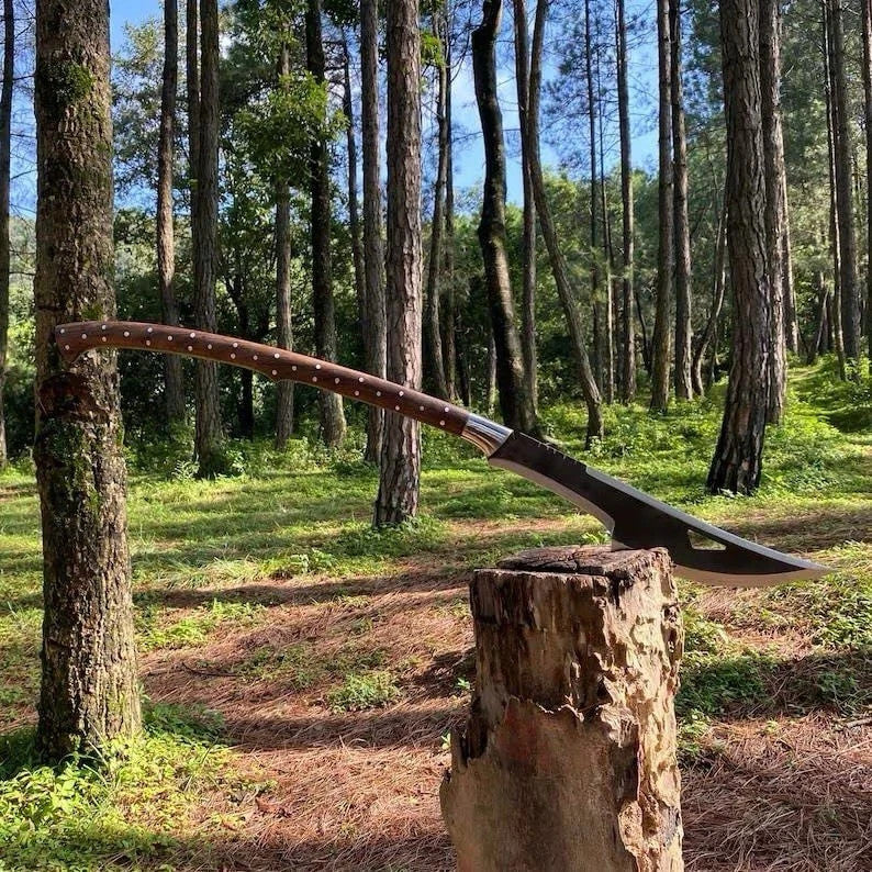 30" Custom Handmade Carbon Steel Long Woodcutting Axe Machete Hunting Knife EDC