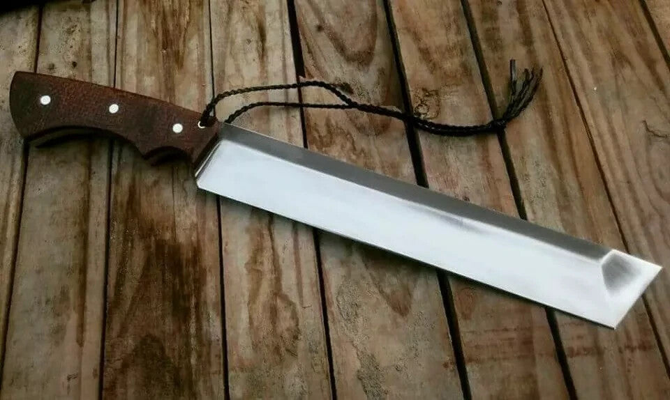 Custom Handmade Carbon Steel Survival Bowie Machete Sword| Hunting Knife Camping