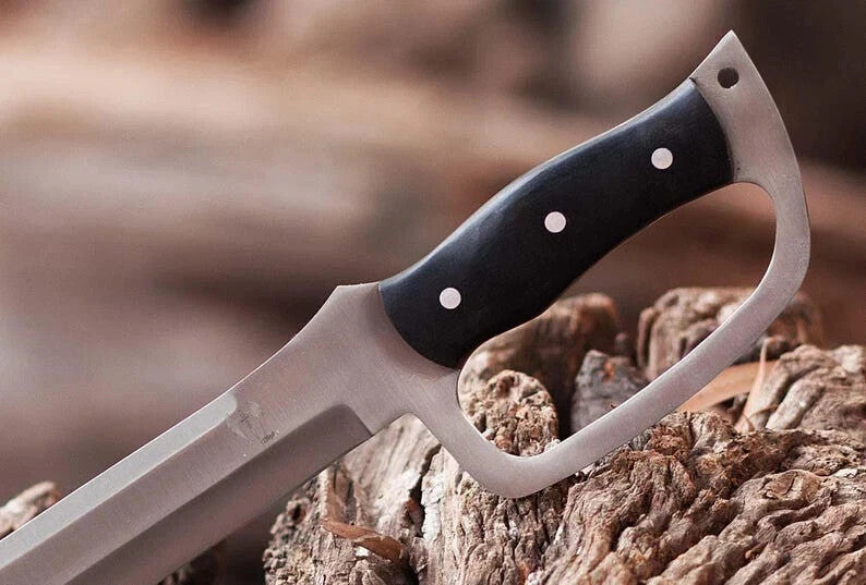 Custom Handmade Carbon Steel Alpha Sword D-Guard Hunting Camping Sword