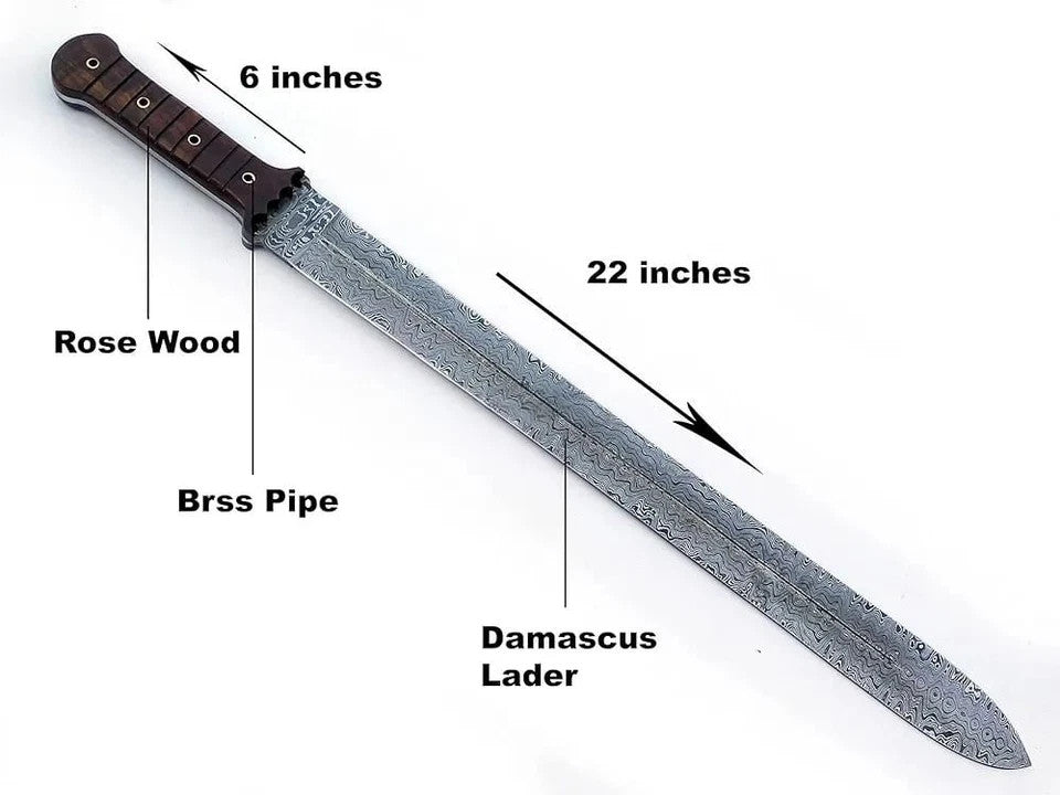 Custom Handmade Damascus Steel Blade Medieval Viking Sword Hunting Sword Camping