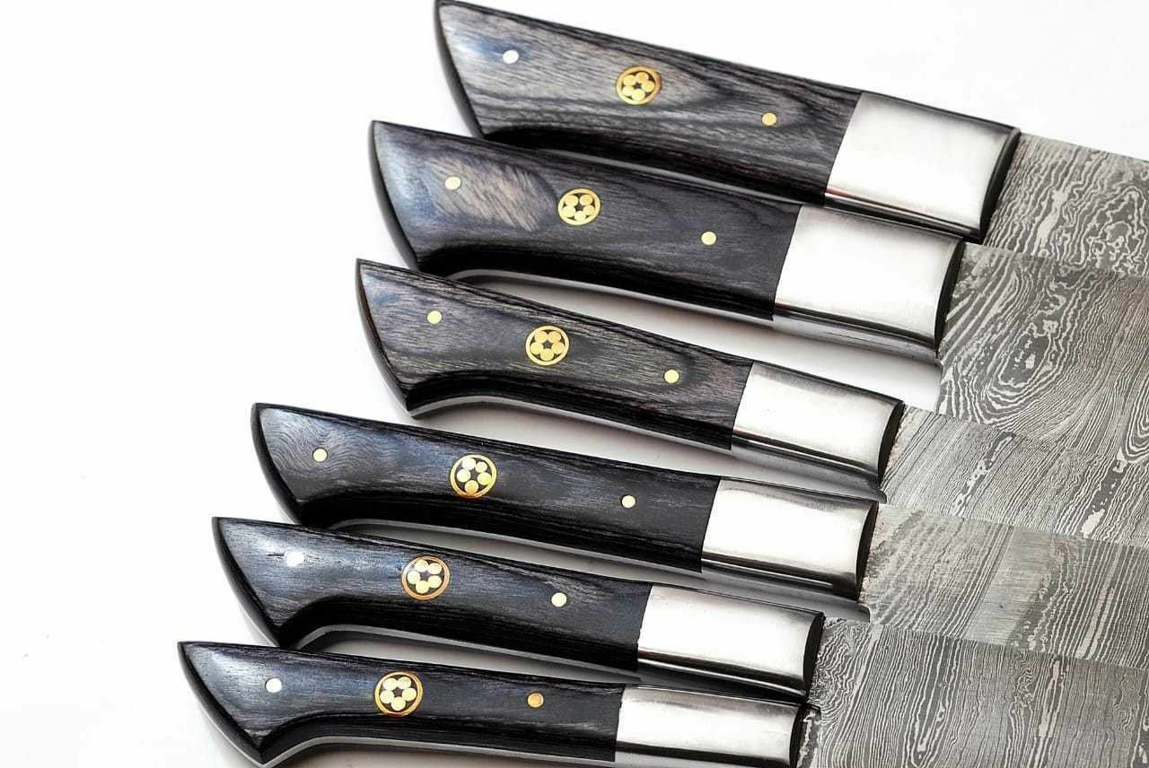 Custom Handmade CHEF KNIFE Set Kitchen Knives Cutlery Forged Damascus Steel 1554